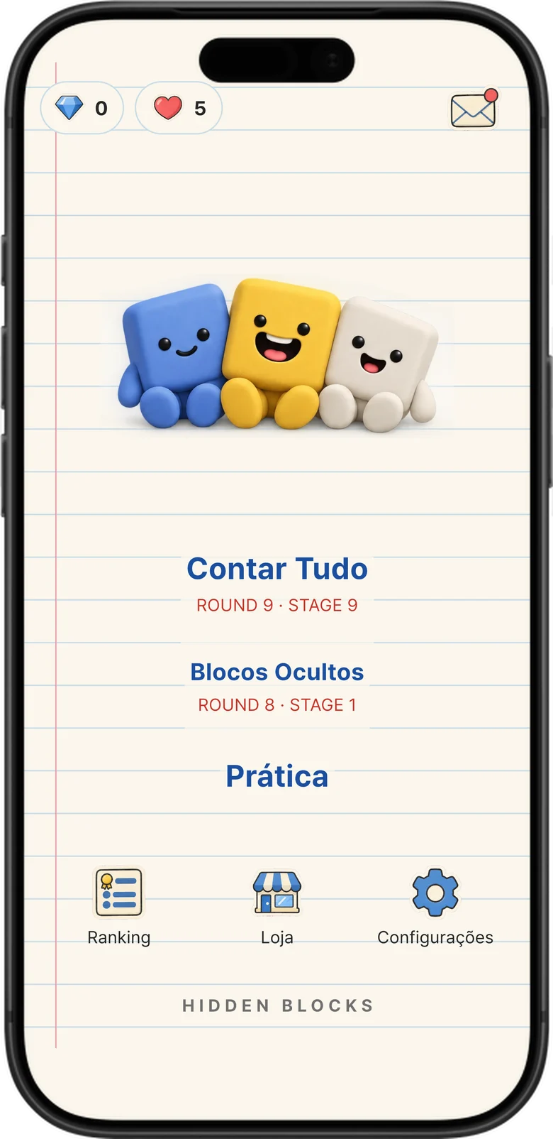 HIDDEN BLOCKS home screen
